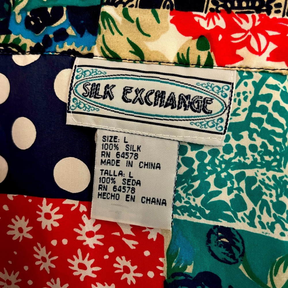 Silk Exchange Multicolor Silk Patchwork Shirt Siz… - image 2